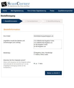 Scancorner Bestellvorgang