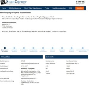 Scancorner Bestellvorgang